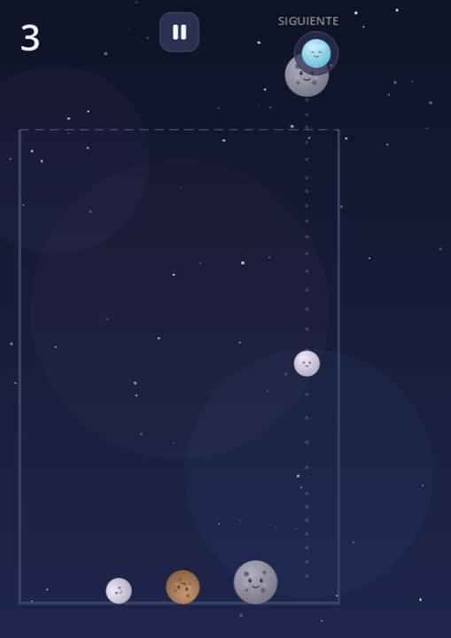 Partida de NovaPop: planetas kawaii cayendo en el contenedor espacial